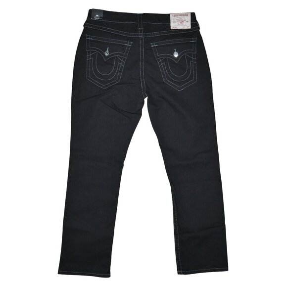 True Religion Ricky Straight Jeans Men's Size 36x32 Solid Black Flap Pockets NWT - Picture 12 of 14